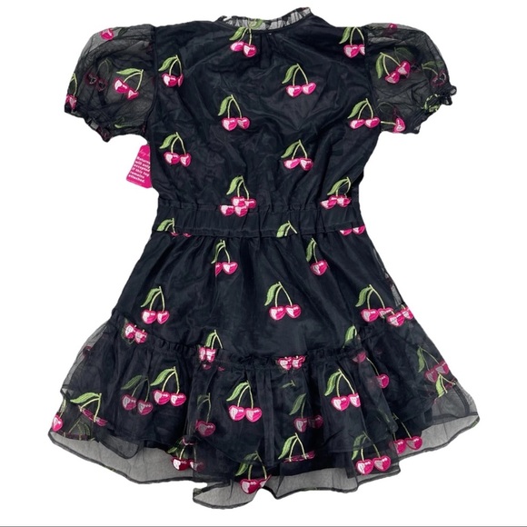 Buddy Love Sz Medium CLEMENTINE Elastic Waist Mini Dress Wild Cherries Black NWT - Picture 3 of 13